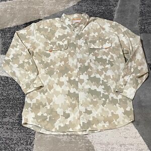 Old Tejas Shirt Men XL Brown Texas Camo Vented Fishing Hunting Button Up Outdoor